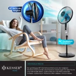KESSER® - Standventilator Mit Fernbedienung Und Display Led - Timer | 24 Geschwindigkeiten | Leise Oszillation 80 Grad - 60 Watt - Ventilator Höhenverstellbarer 115 - 134 Cm - Kopf 35 Grad Neigbar 10 KESSER® - Standventilator Mit Fernbedienung Und Display Led - Timer | 24 Geschwindigkeiten | Leise Oszillation 80 Grad - 60 Watt - Ventilator Höhenverstellbarer 115 - 134 Cm - Kopf 35 Grad Neigbar -Kessler-Shop 8600364700 20978 prod 005