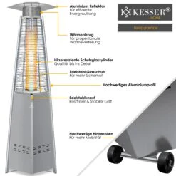 Alternative view of KESSER® Heizstrahler Pyramide Für Terrasse Terrassenheizer Gas 12,5 KW Gasheizstrahler Gasheizer , Wärmestrahler, Heizgerät, Inkl. Schutzhülle , Mit Gasschlauch Druckminderer , Wärmeabzug Edelstahl