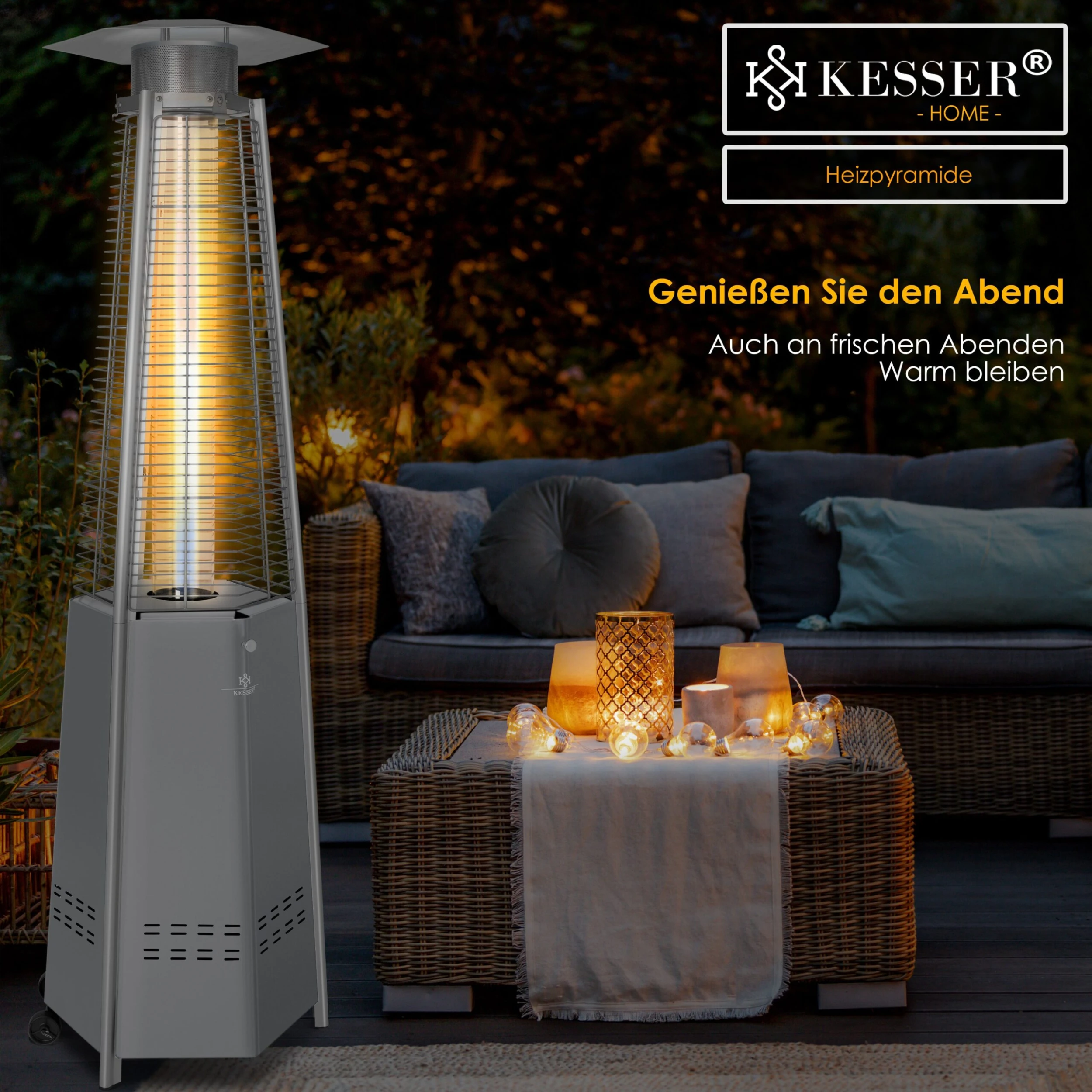 KESSER® Heizstrahler Pyramide Für Terrasse Terrassenheizer Gas 12,5 KW Gasheizstrahler Gasheizer , Wärmestrahler, Heizgerät, Inkl. Schutzhülle , Mit Gasschlauch Druckminderer , Wärmeabzug Edelstahl 6 KESSER® Heizstrahler Pyramide Für Terrasse Terrassenheizer Gas 12,5 KW Gasheizstrahler Gasheizer , Wärmestrahler, Heizgerät, Inkl. Schutzhülle , Mit Gasschlauch Druckminderer , Wärmeabzug Edelstahl – Bild 6