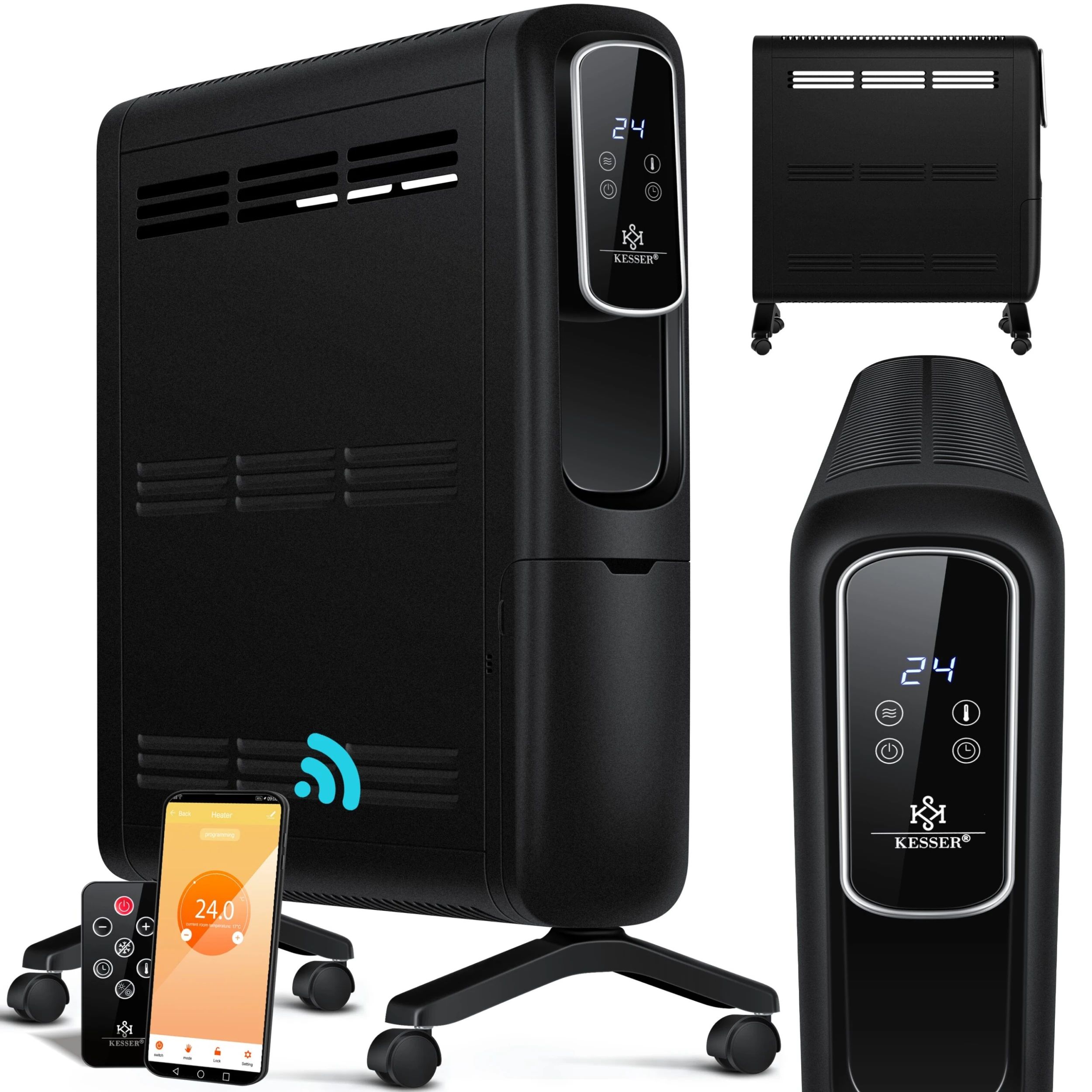 KESSER® Konvektor Elektrische Heizung ECO 2500W Heizkörper Elektroheizung Standheizung Energiesparend Display WiFi App & Fernbedienung Touchscreen - Mobil Radiator 24h Timer Thermostat 1 KESSER® Konvektor Elektrische Heizung ECO 2500W Heizkörper Elektroheizung Standheizung Energiesparend Display WiFi App & Fernbedienung Touchscreen - Mobil Radiator 24h Timer Thermostat