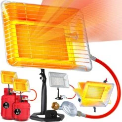 KESSER® Gasheizer Heizstrahler Gas Aufsatz Strahler Inkl. Piezo Zündung Schlauch & Regler Flaschenhalterung Gasheizstrahler Aufsatzheizstrahler Betrieben Mit Propan - Gas Für 5 Kg Oder 11 Kg Flaschen