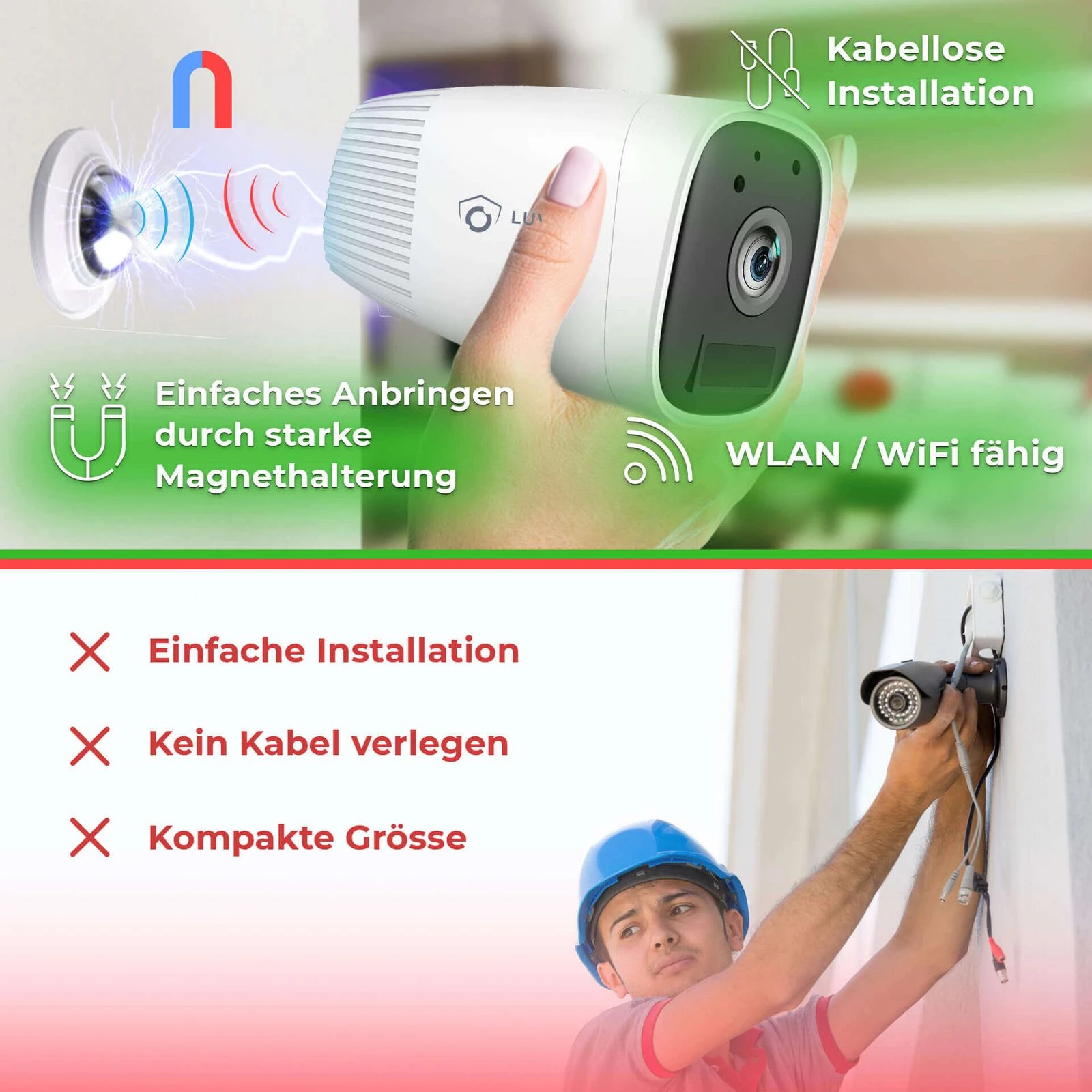 LUVISION Akku WLAN Überwachungskamera Stand-by 12 Monate, 1080p, Tuya App 10.400mAh – Bild 2