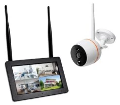 DUAL WLAN Video Überwachungssystem Mit Monitor, Akku 1080p HD Überwachungsskamera-Set Mikrofon