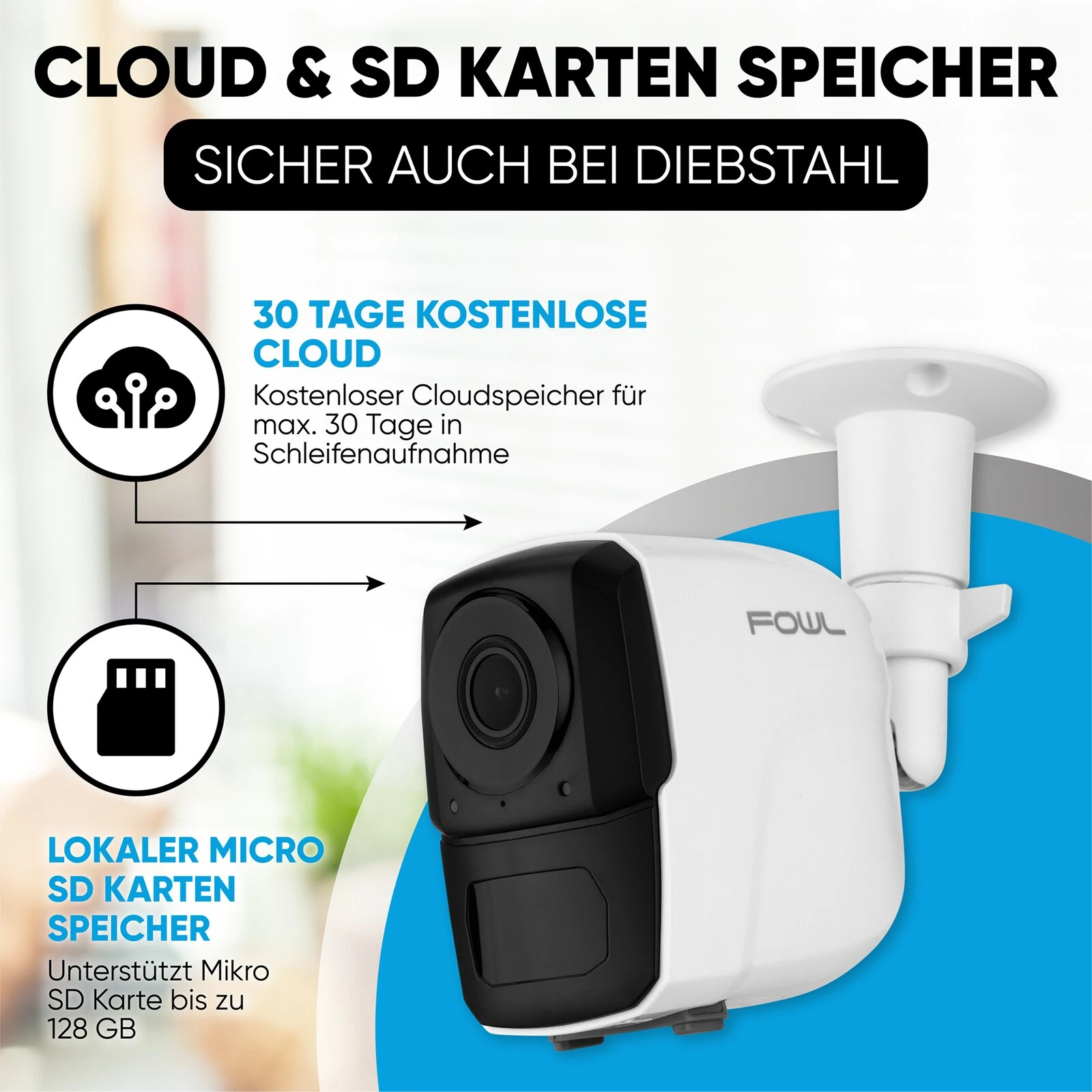 LUVISION Akku Überwachungskamera Full HD Mit 2-Wege-Audio, 10.000mAh Akku, Cloud Speicher 128GB SD – Bild 4