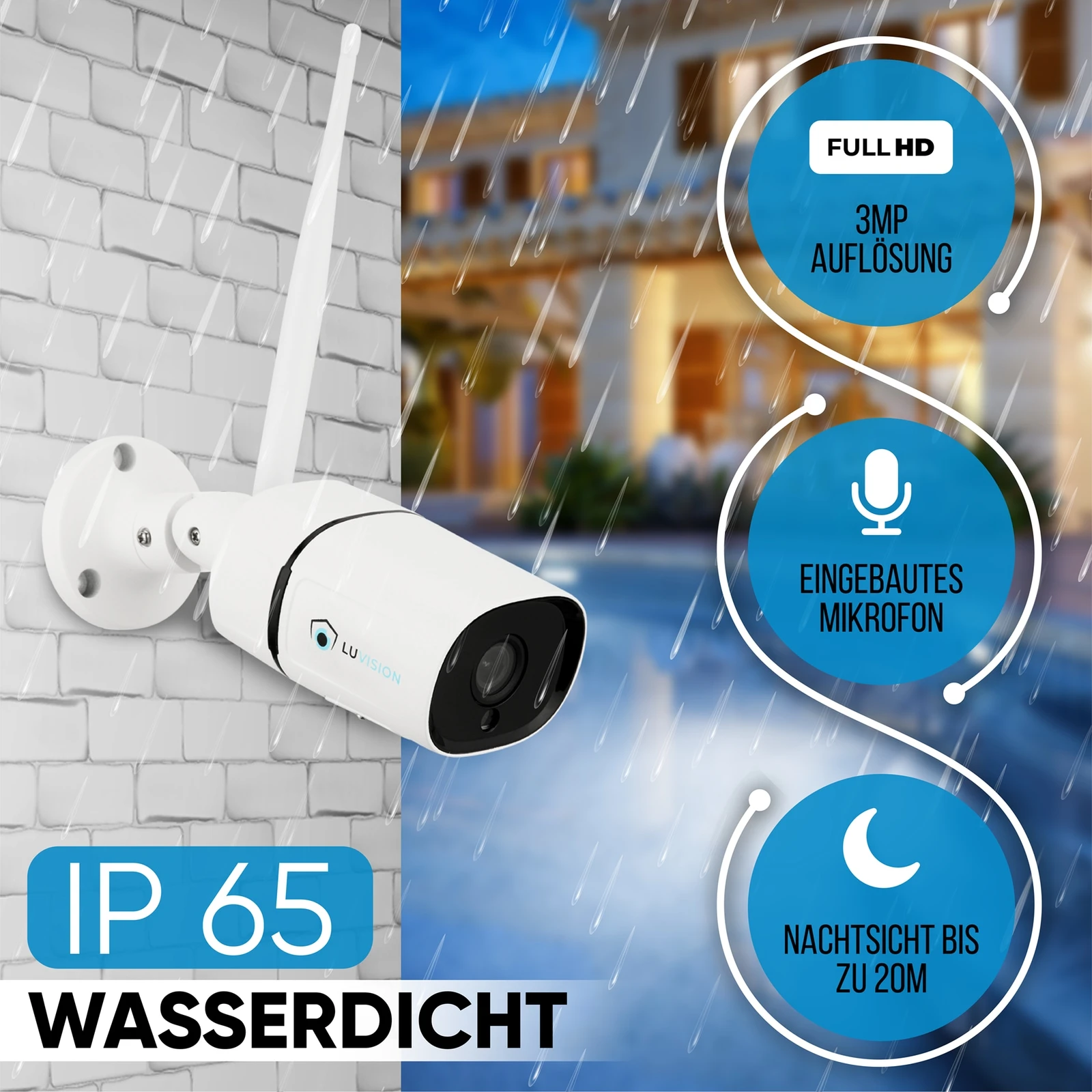 LUVISION WLAN Funk Kamera Set Überwachungssystem Mit Monitor HDD-Rekorder & Cloud Speicher 4 Bis 8 IP Kameras & App – Bild 5